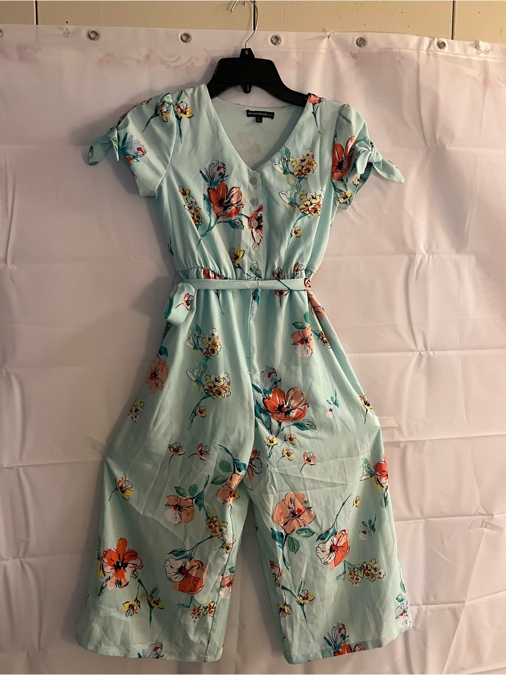 My Michelle Light Blue Floral Jumpsuit Romper